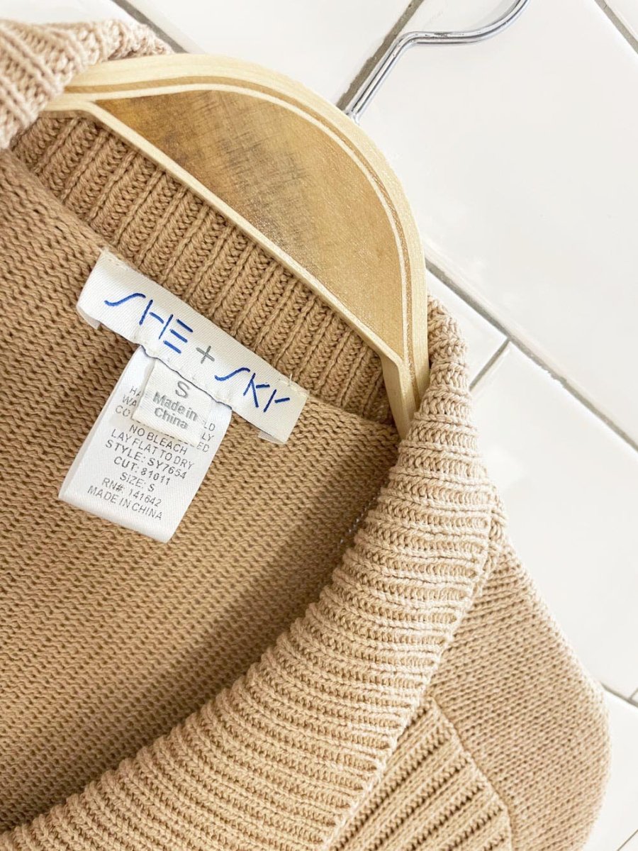 she + sky super boxy knit collared cardigan sweater - good market thrift store