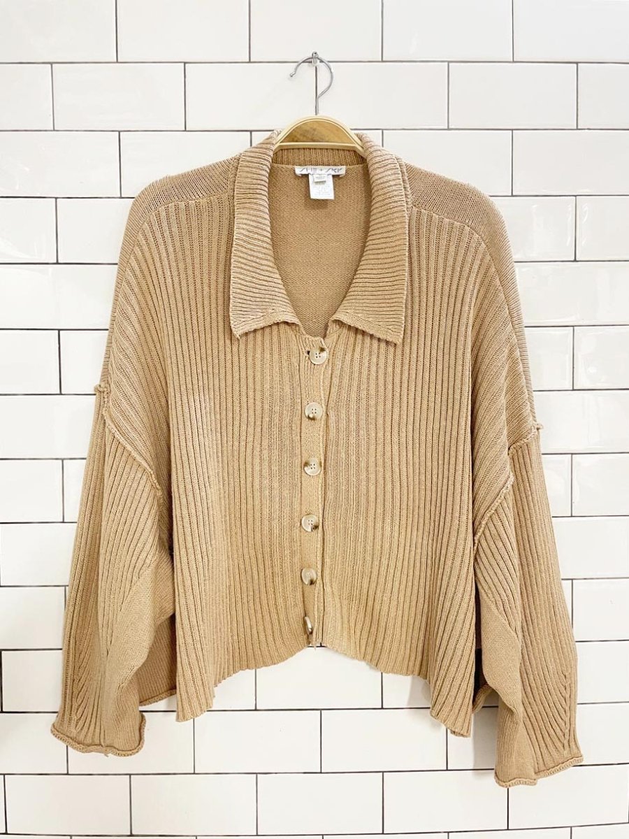 she + sky super boxy knit collared cardigan sweater - good market thrift store