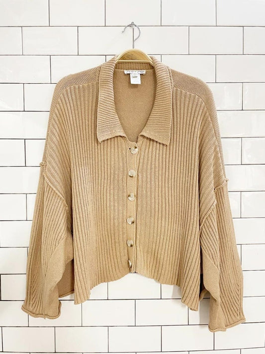 she + sky super boxy knit collared cardigan sweater - good market thrift store