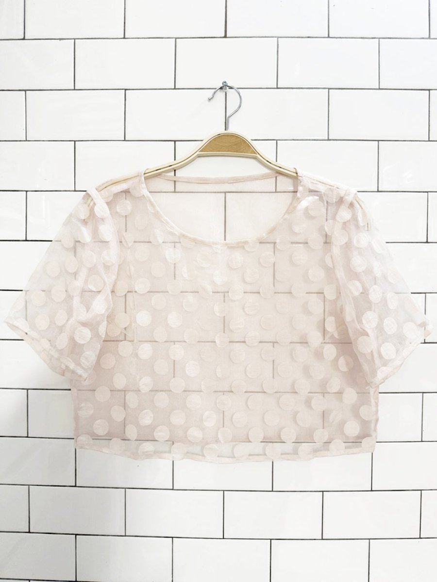 sheer organza polka dot cropped top - good market thrift store