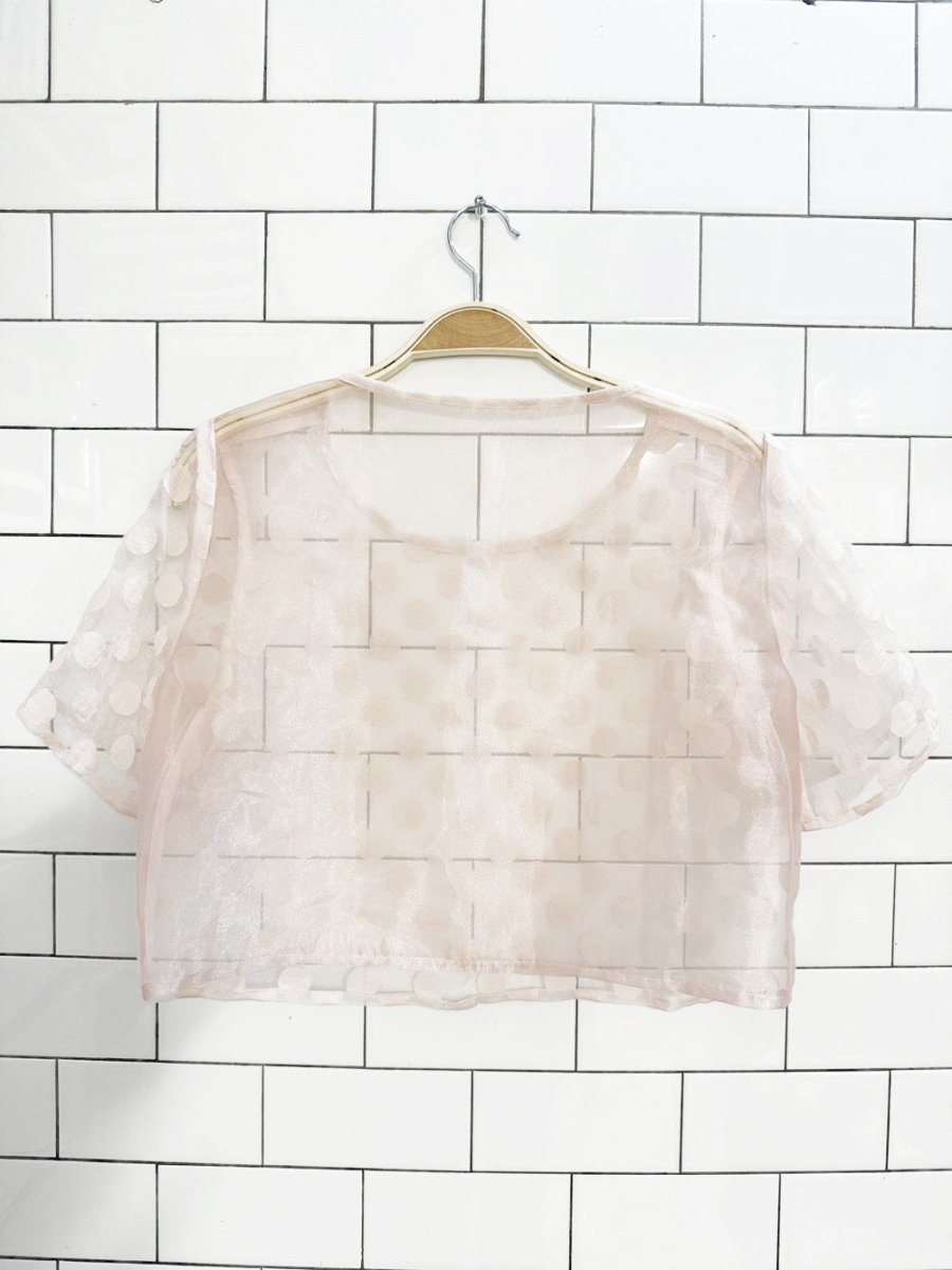 sheer organza polka dot cropped top - good market thrift store