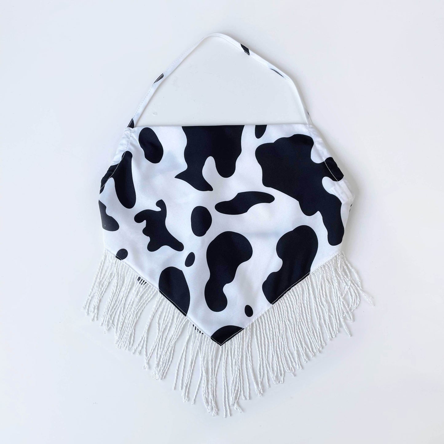 shein cow print open back western fringe halter