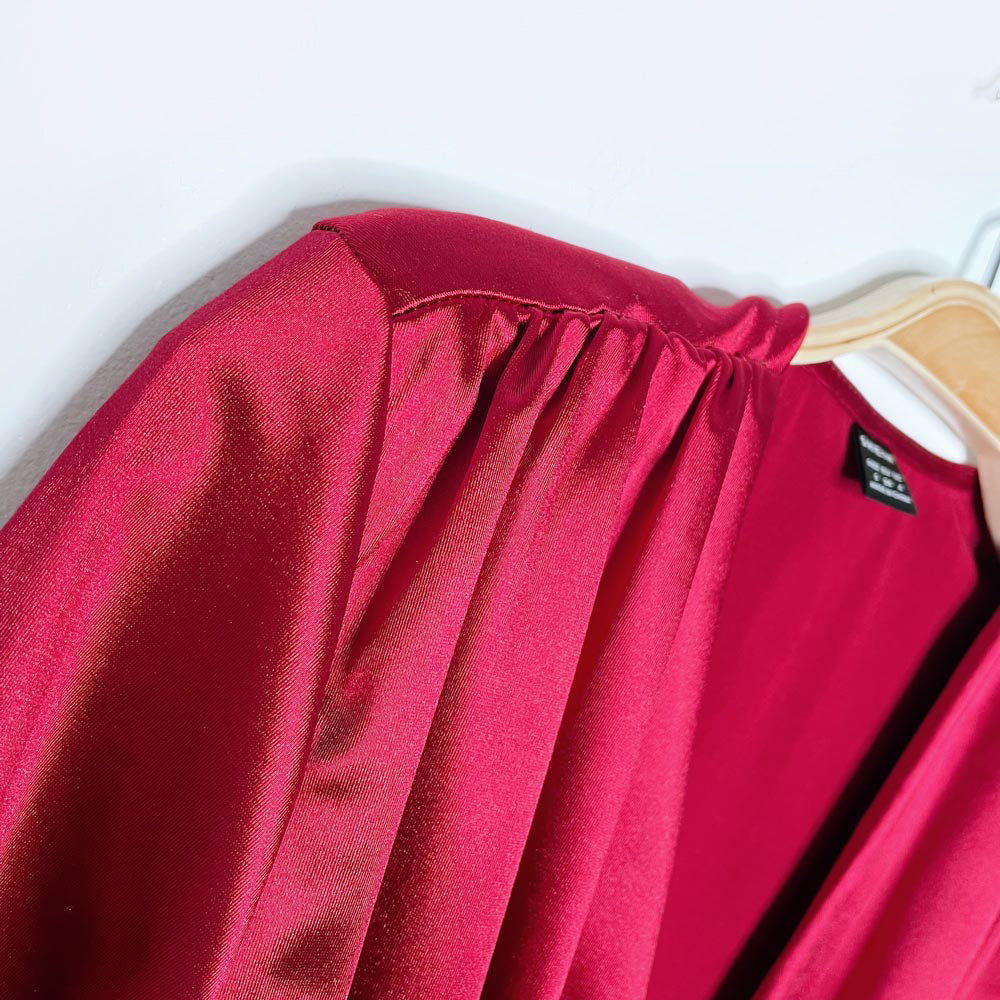 shein red satin strong shoulder bodysuit