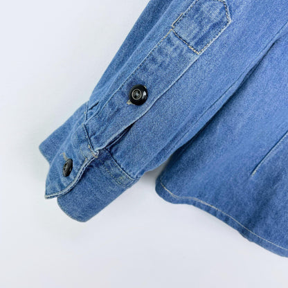 vintage sigrid olsen embroidered fitted denim shirt - size 6