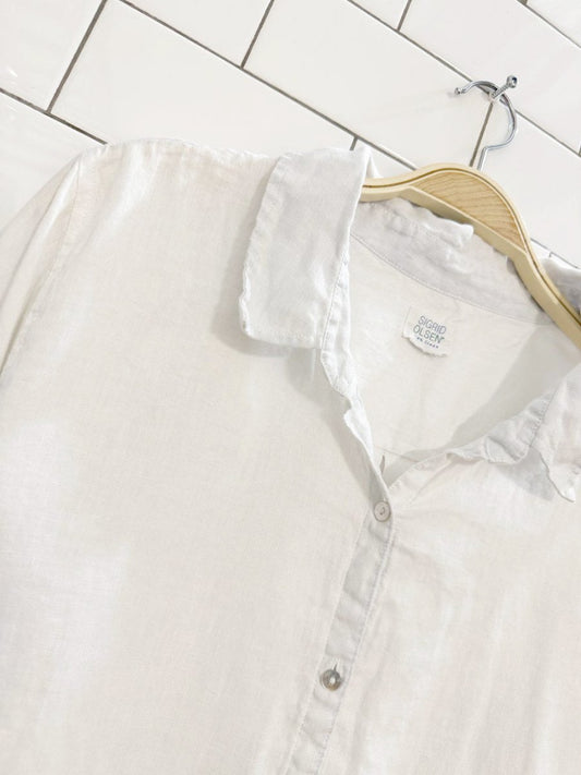 sigrid olsen 100% linen full button shirt dress - good market thrift store