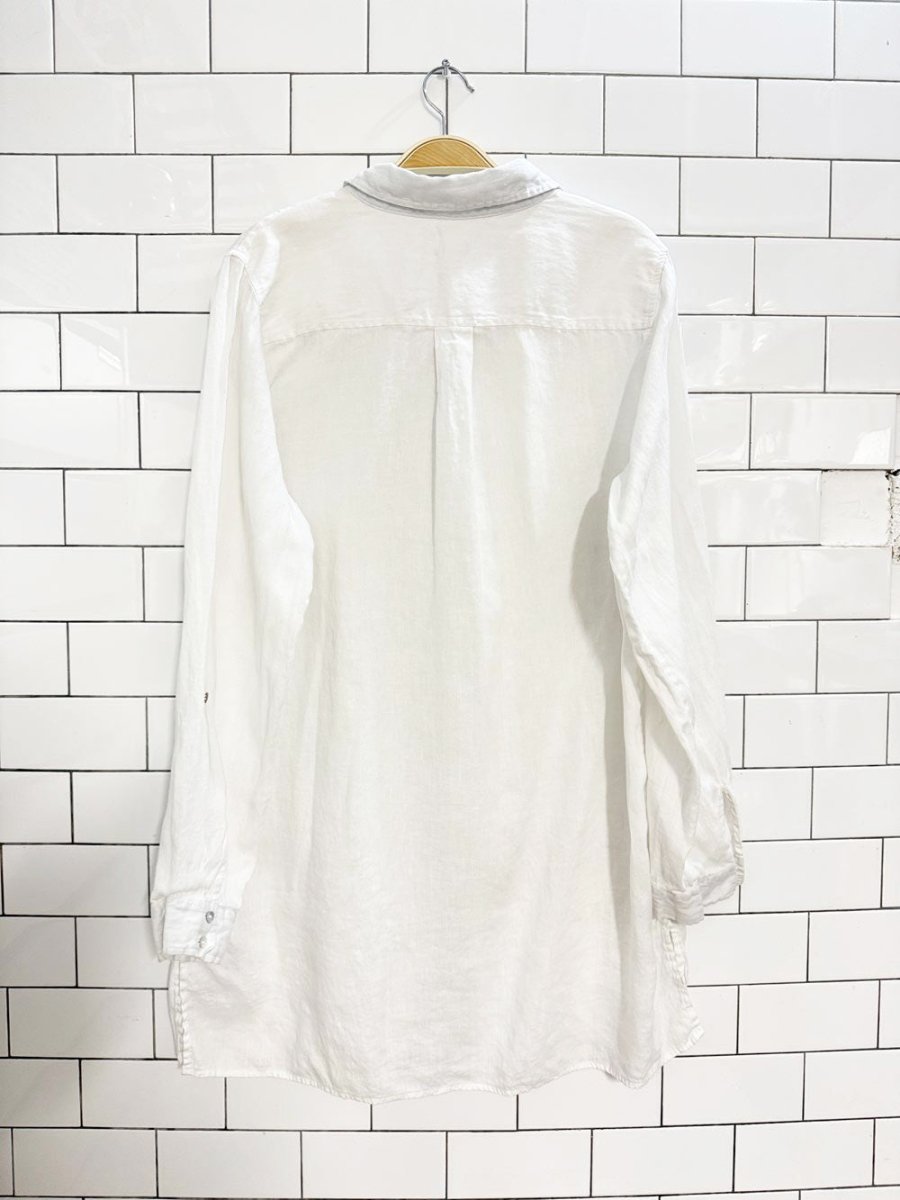 sigrid olsen 100% linen full button shirt dress - good market thrift store