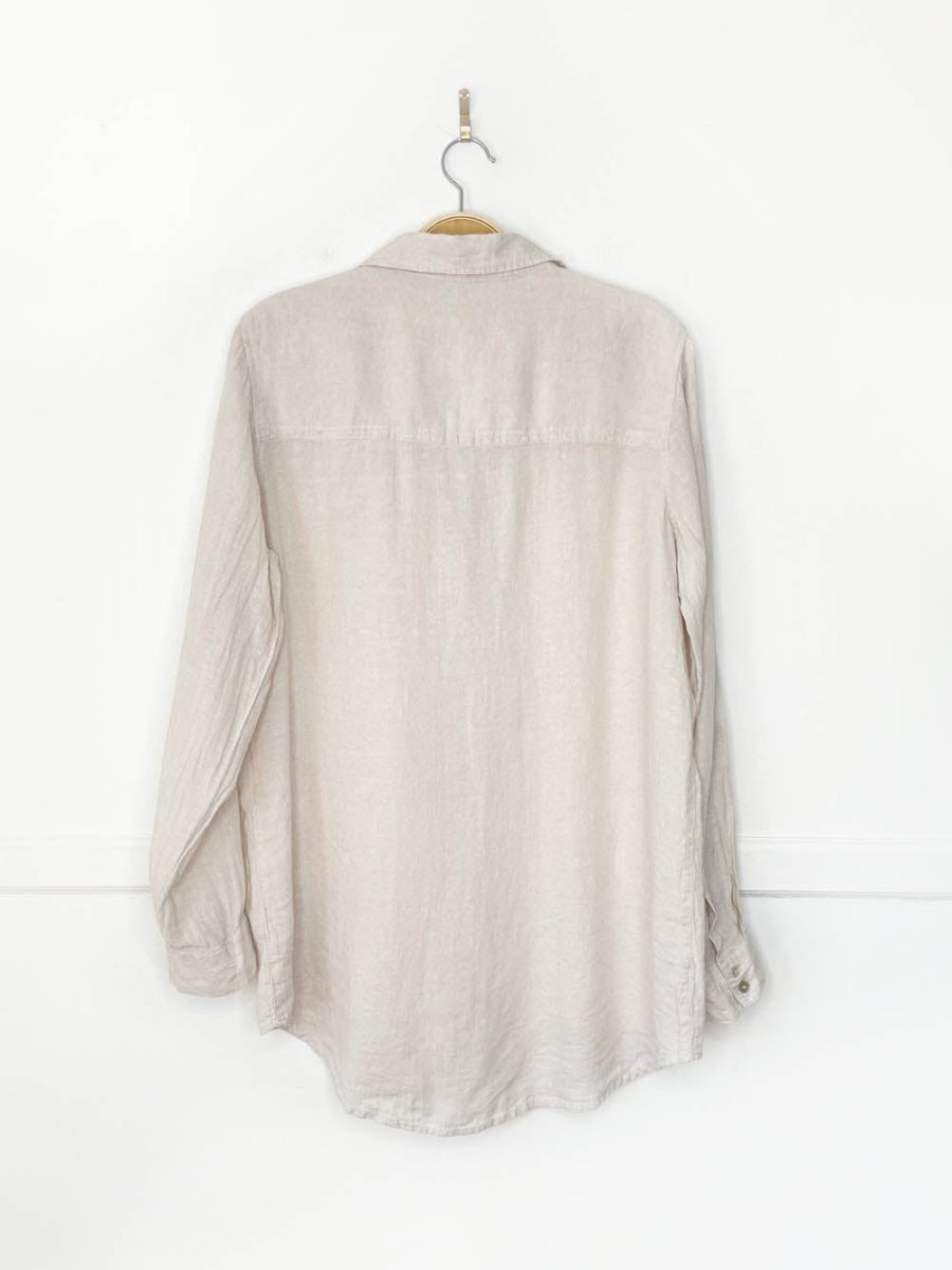 sigrid olsen 100% linen relaxed full button shirt - good market thrift store