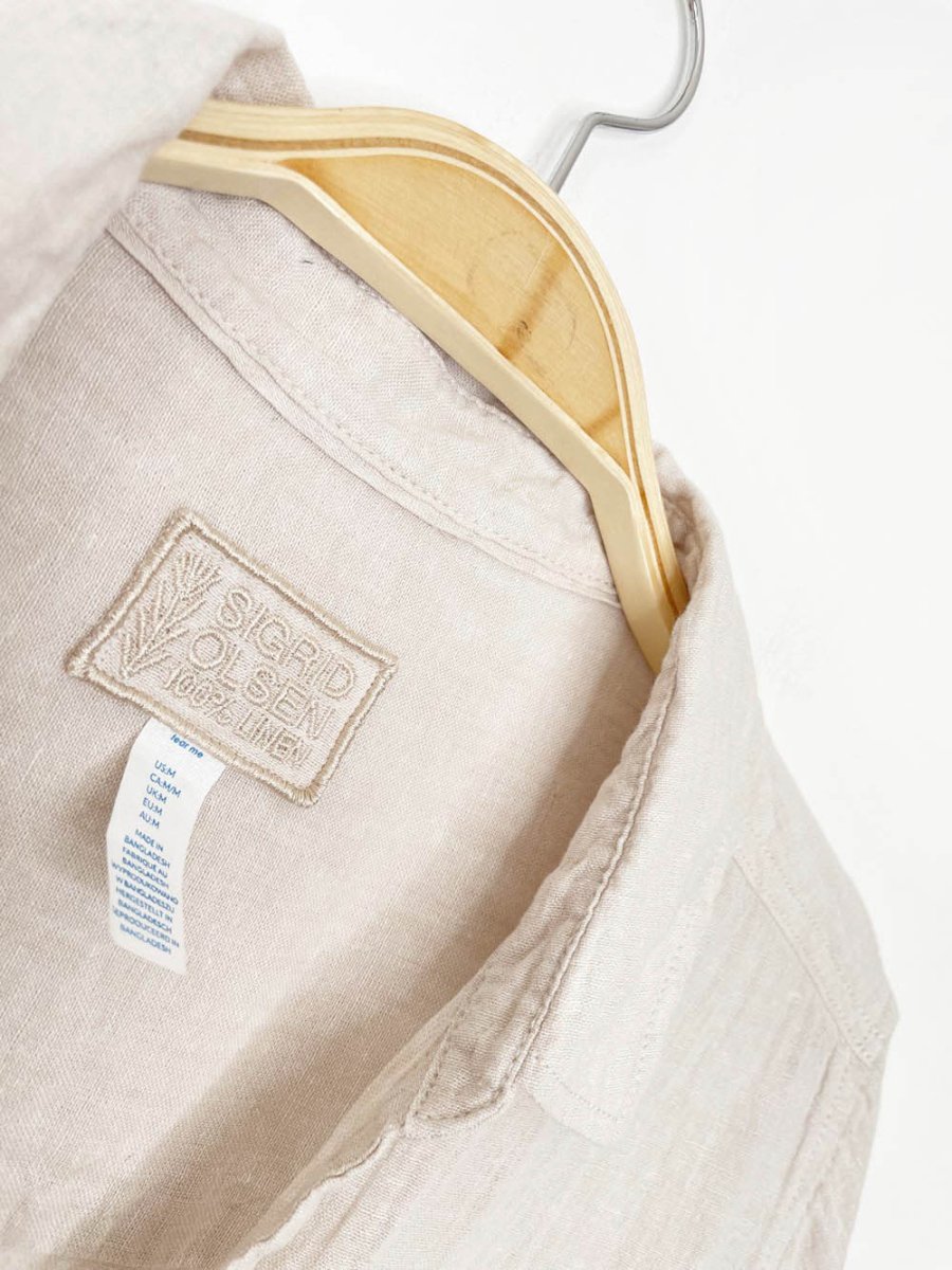 sigrid olsen 100% linen relaxed full button shirt - good market thrift store