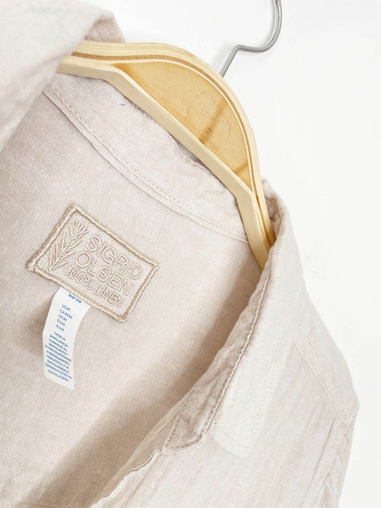 sigrid olsen 100% linen relaxed full button shirt - good market thrift store