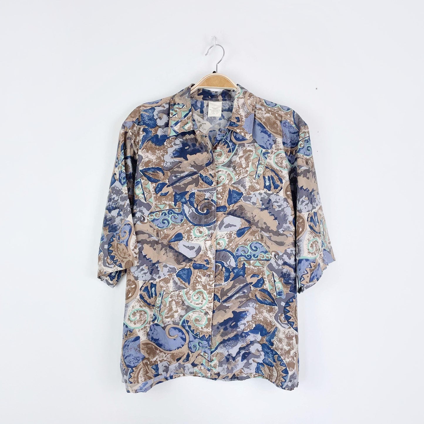 vintage 100% silk cabana shirt