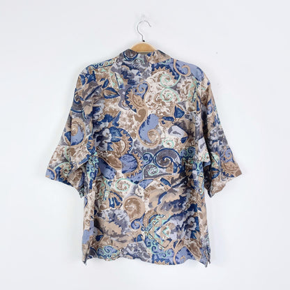 vintage 100% silk cabana shirt