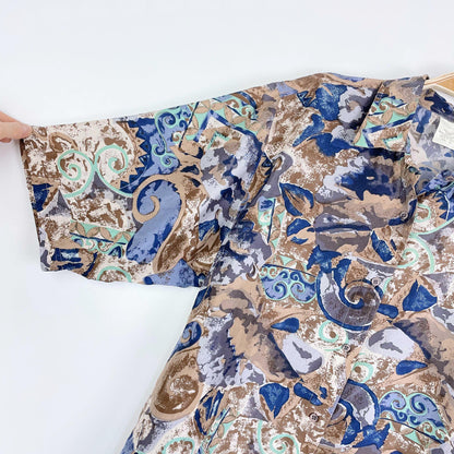 vintage 100% silk cabana shirt