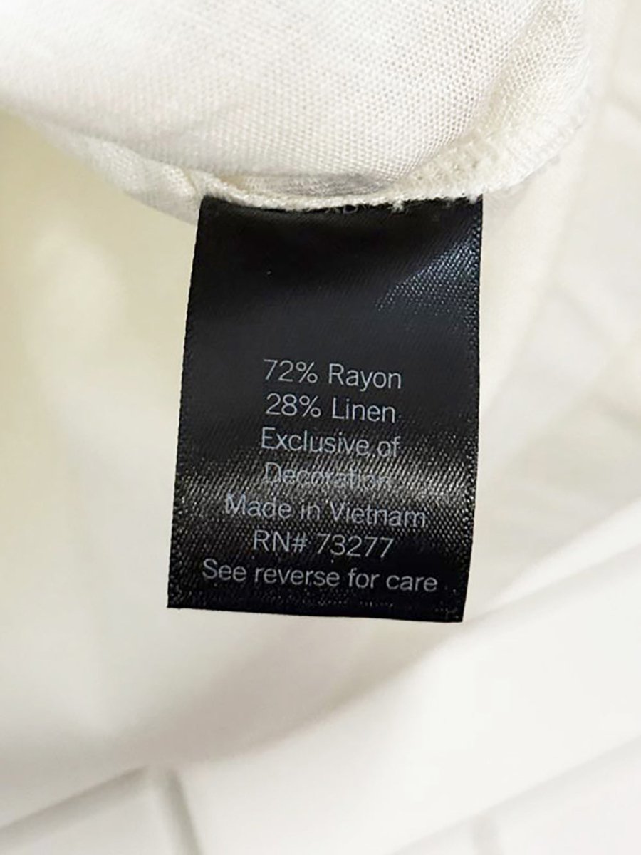 simply vera wang linen - blend openwork trim blouse - good market thrift store
