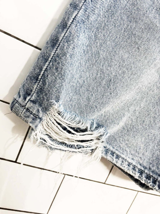 sincerly jules distressed long denim shorts - good market thrift store