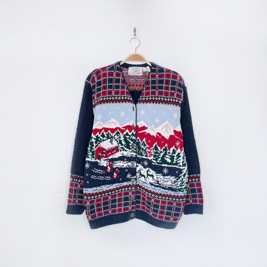 vintage northern treasures x parkhurst cottage skiers knit cardigan