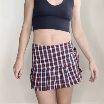 nwt deadstock parasuco pleated plaid wrap mini skirt - size 6