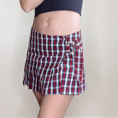 nwt deadstock parasuco pleated plaid wrap mini skirt - size 6