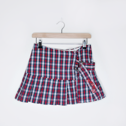 nwt deadstock parasuco pleated plaid wrap mini skirt - size 6