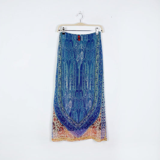 just in time blue sheer midi skirt - size medium