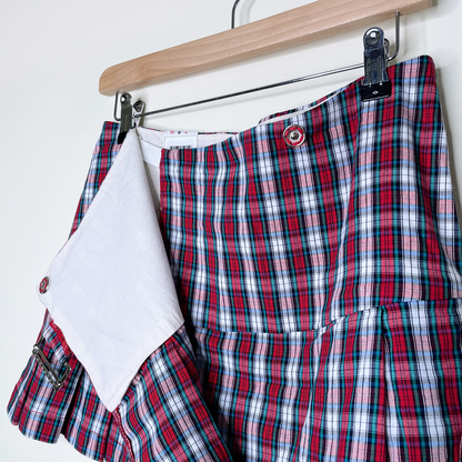 nwt deadstock parasuco pleated plaid wrap mini skirt - size 6