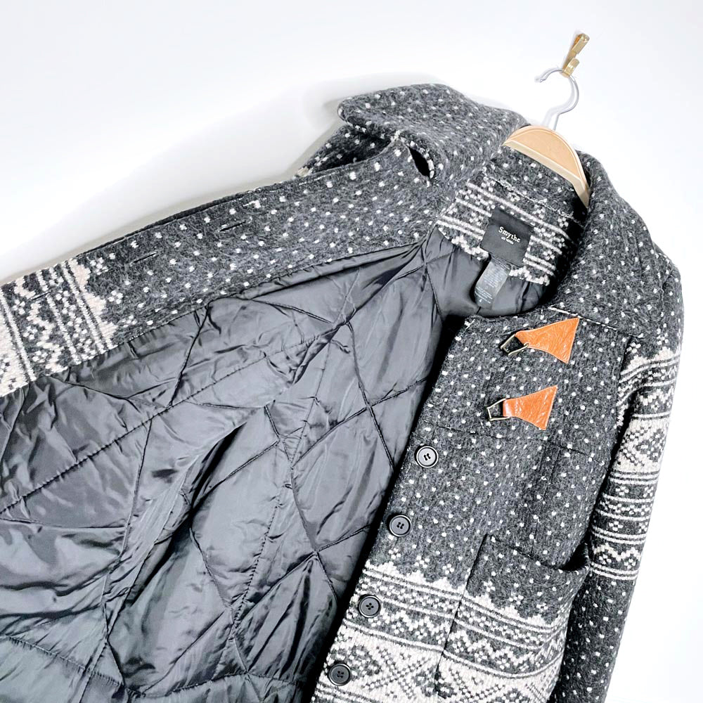 smythe les vestes wool-blend fair isle knit duffle coat