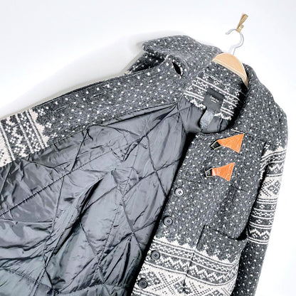 smythe les vestes wool-blend fair isle knit duffle coat