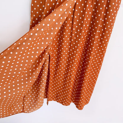 smythe satin polka dot wrap midi dress