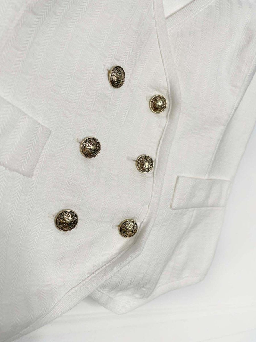 smythe linen - blend double breasted vest | gold lion buttons - good market thrift store