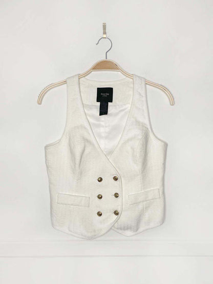 smythe linen - blend double breasted vest | gold lion buttons - good market thrift store
