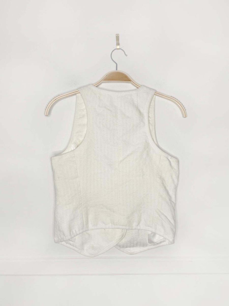 smythe linen - blend double breasted vest | gold lion buttons - good market thrift store