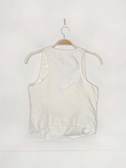 smythe linen - blend double breasted vest | gold lion buttons - good market thrift store