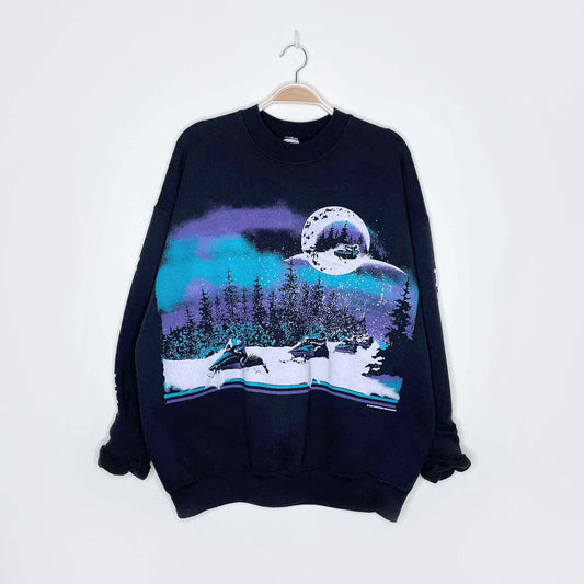 vintage 90s sunburst sportswear snowmobile crew - size xl