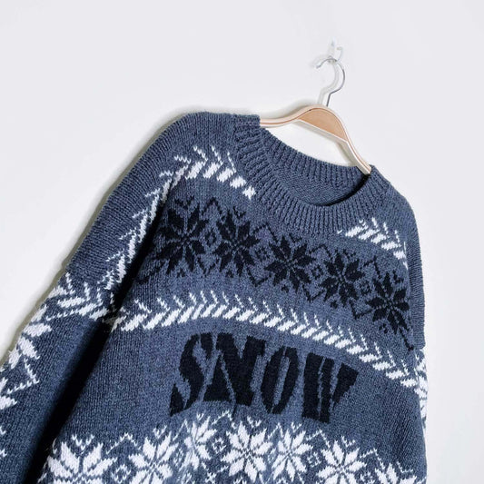 vintage hand knit snowflake stencil sweater - size large