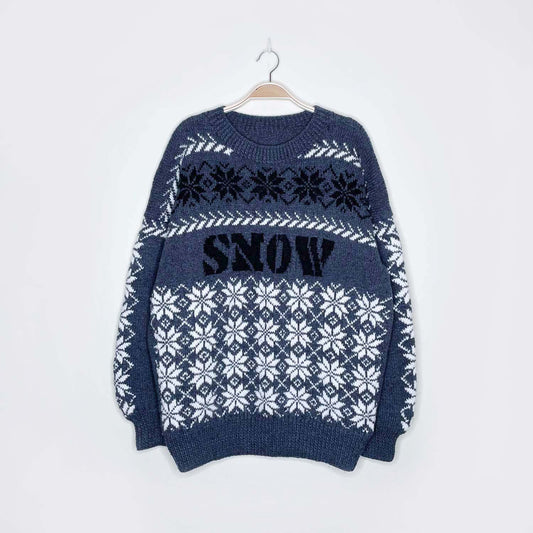 vintage hand knit snowflake stencil sweater - size large