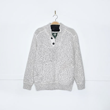 roots snowy fox 1/4 button knit sweater