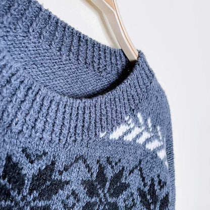 vintage hand knit snowflake stencil sweater - size large