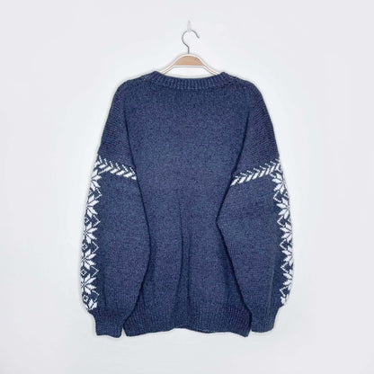 vintage hand knit snowflake stencil sweater - size large