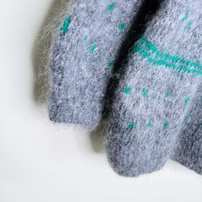 vintage grey mohair snowflake balloon sleeve sweater - size medium