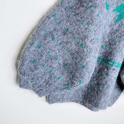 vintage grey mohair snowflake balloon sleeve sweater - size medium