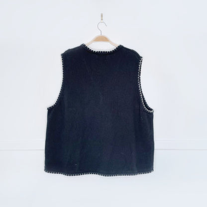 vintage 00s tradition plus blanket stitch snowman knit vest