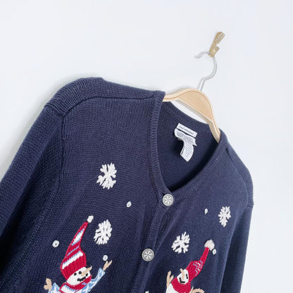 vintage 00s NR hand-embroidered snowman knit cardigan
