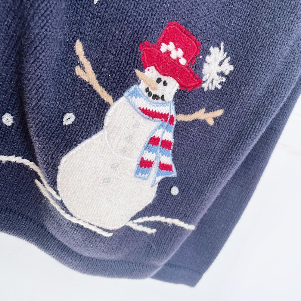 vintage 00s NR hand-embroidered snowman knit cardigan