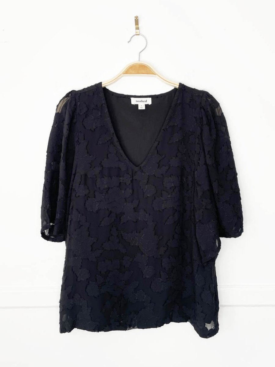 soaked in luxury 2026 felecia flutter sleeve v - neck blouse - good market thrift store