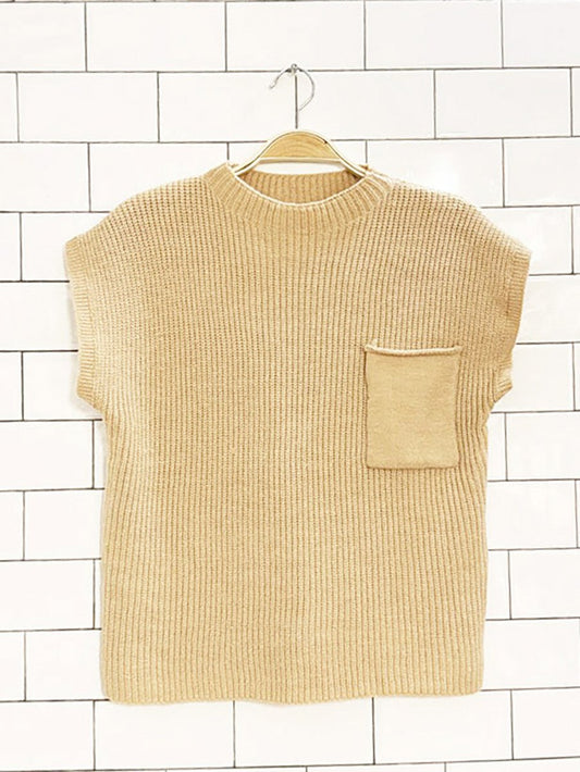 soft boxy chest pocket knit vest - good market thrift store