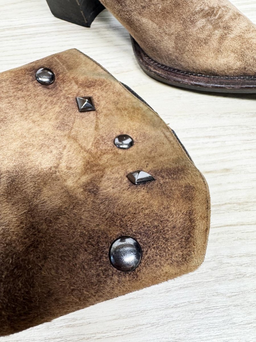 soft suede tassel harness pointed toe western boots | lambskin | made in Italy - good market thrift store