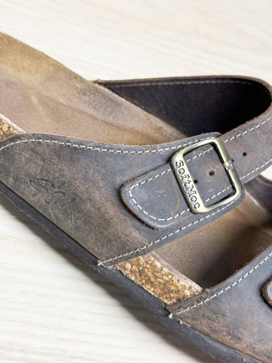 softmoc leather two strap sandals - good market thrift store