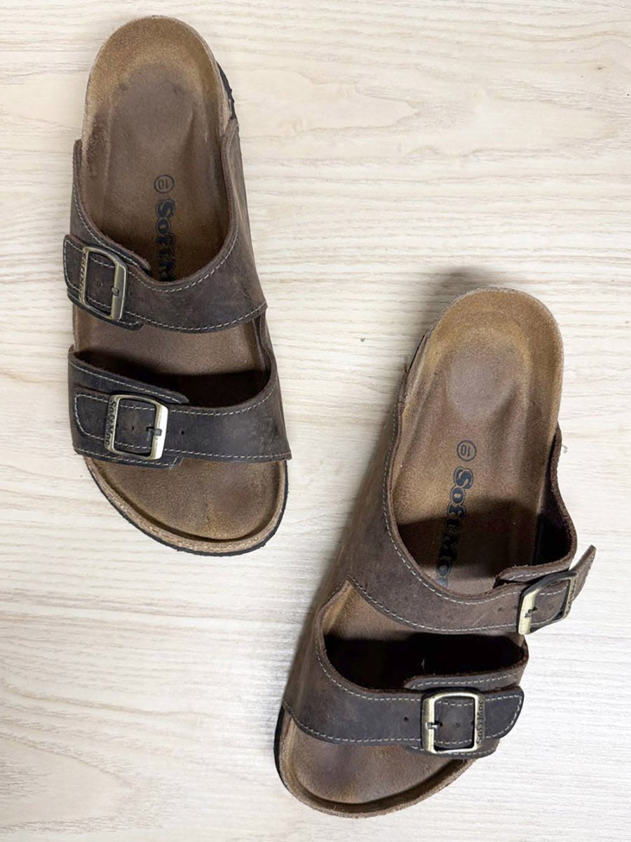 softmoc leather two strap sandals - good market thrift store