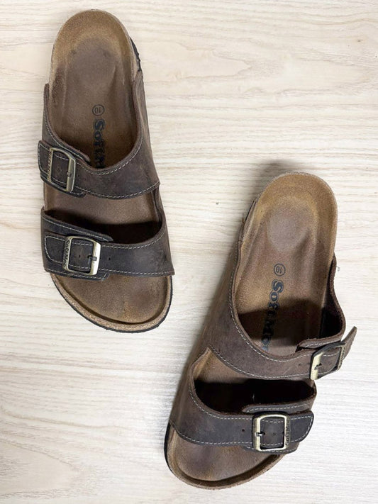 softmoc leather two strap sandals - good market thrift store