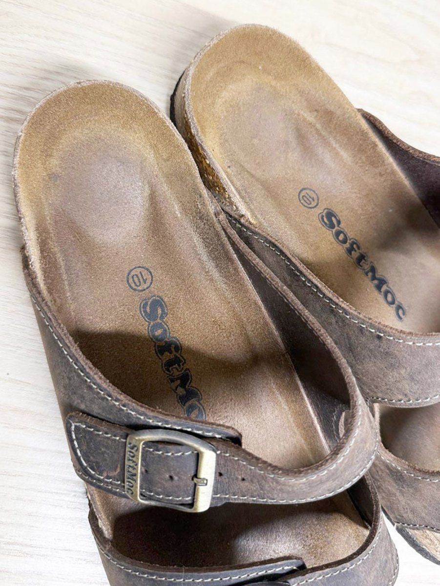 softmoc leather two strap sandals - good market thrift store