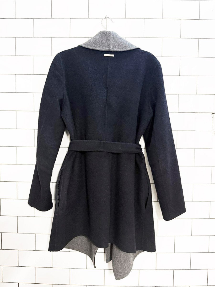 soia & kyo wool - blend wrap two - tone jacket - good market thrift store